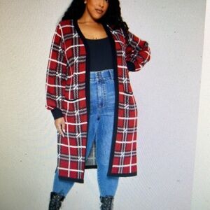 Fashion to Figure Marguerite Plaid Cardigan Sweater size 4
